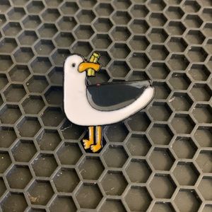 Seagull with a French fry Enamel Pin